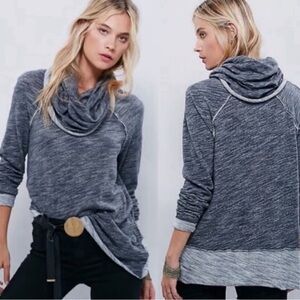 Free People Beach Cocoon Cowl Neck Pullover Chic Heathered Cowl Neck Sweater